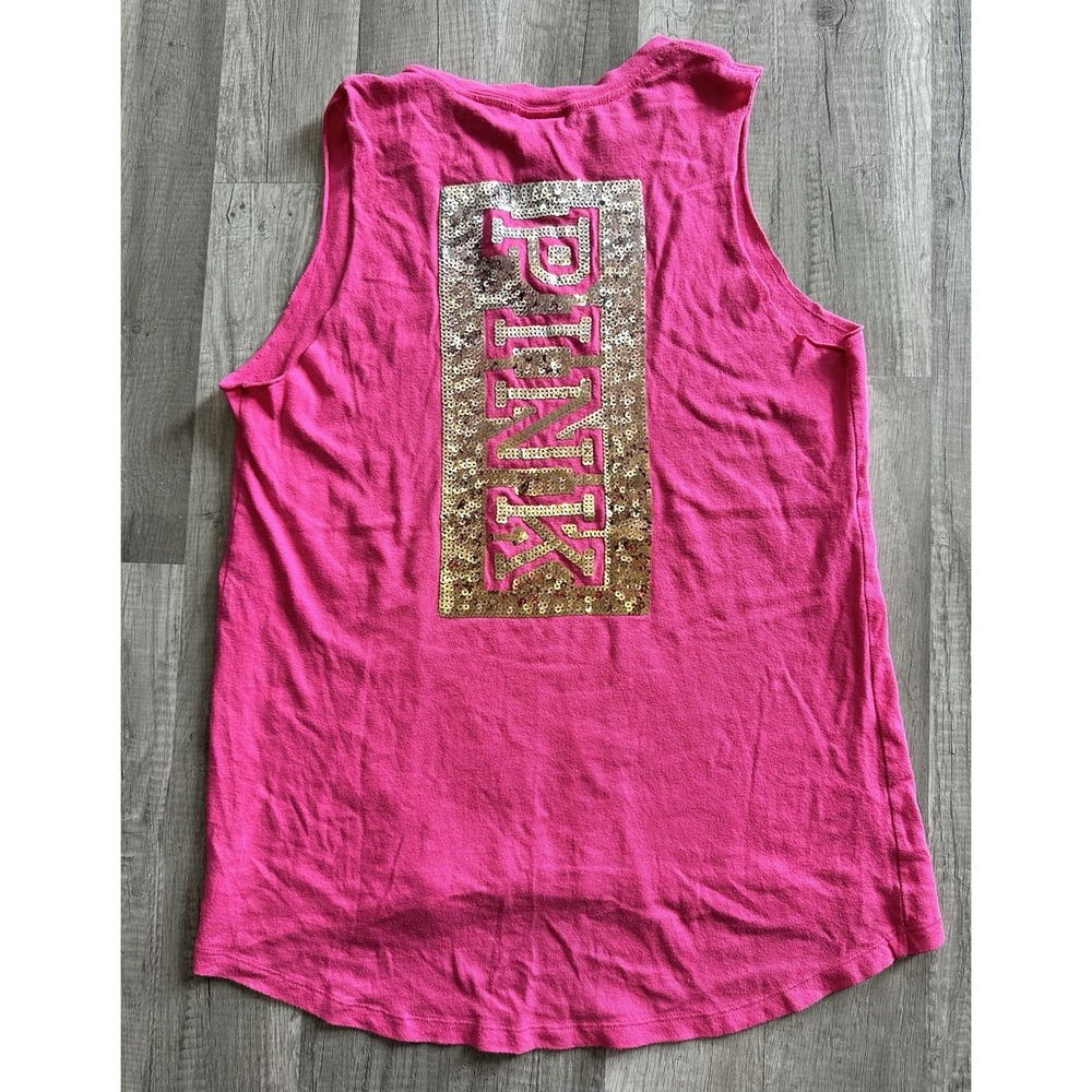 Pink‎ Victoria's Secret Retired Ombré Bling Tank Top Size Small Pink Sequins